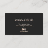 Lashes Rose Gold Typography Elegant Black Floral Visitenkarte (Rückseite)