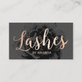 Lashes Rose Gold Typography Elegant Black Floral Visitenkarte (Vorderseite)