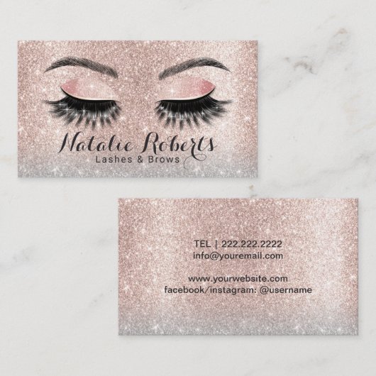 Lashes Salon Eyelash Extensions Blush Rose Gold Visitenkarte (Vorne/Hinten)