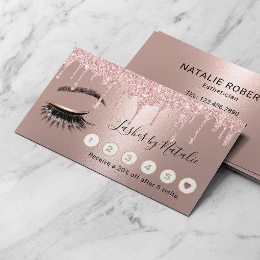 Lashes Salon Makeup Rose Gold Tropfen Loyalität Treuekarte