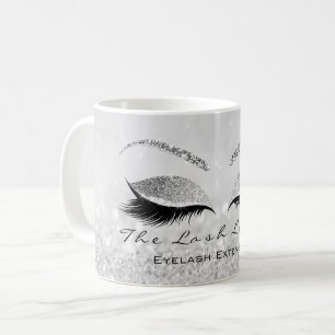 Lashes Schönheitsstudio Silver Grau Glitzer Kaffeetasse