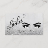 Lashes Script Silver Ombre Glitzer Eyelash Eyes Visitenkarte (Vorderseite)