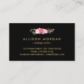 Lashes Skripte Moderne Makeup Black Gold Floral Visitenkarte (Rückseite)