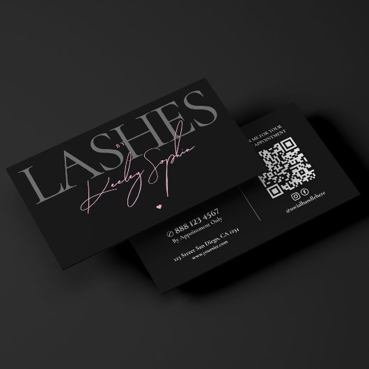 Lashes Studio Black Pink Visagist Ästhetik Visitenkarte