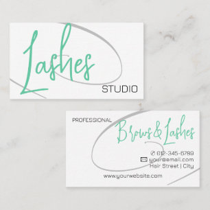 Lashes Studio Moderne Klasse Beruflich Aquamarin Visitenkarte
