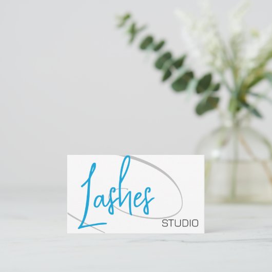Lashes Studio Moderne Klasse Beruflich Blue Visitenkarte (Stehend Vorderseite)