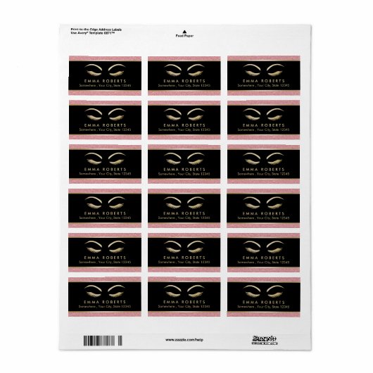 Lashes & tonisierende Rose Adressaufkleber (Vorne)