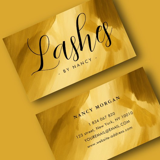 Lashes Typografie Gold Pinselstrich Business Card Visitenkarte