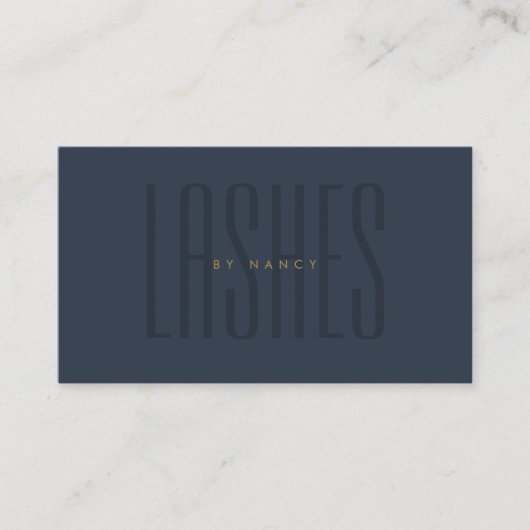 Lashes Typografie Minimalistisch Navy Blue Visitenkarte (Vorderseite)