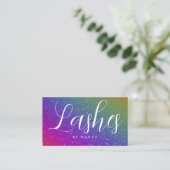 Lashes Typografie Rainbow Glitzer Visitenkarte (Stehend Vorderseite)