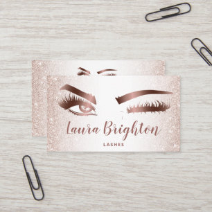 Lashes und braun Makeup Rose Gold Glitzer Wink Eye Visitenkarte