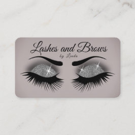 Lashes und braun - Smokey Grau Silver Glitzer Visitenkarte