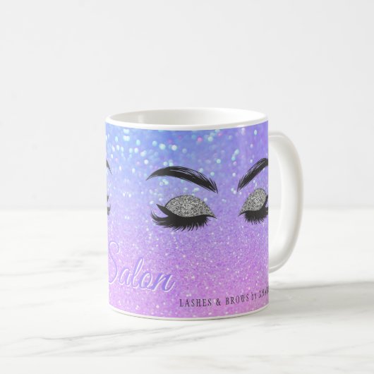 Lashes und braunes Studio funkeln Glitzer ombre Kaffeetasse (VorderseiteRechts)