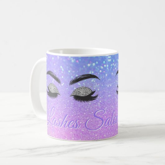 Lashes und braunes Studio funkeln Glitzer ombre Kaffeetasse (Vorderseite Links)