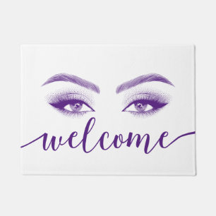 Lashes und Brows Beauty Salon Lila Skript Willkomm Fußmatte