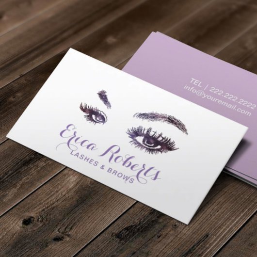 Lashes und Brows Elegante Lila Makeup Artist Visitenkarte