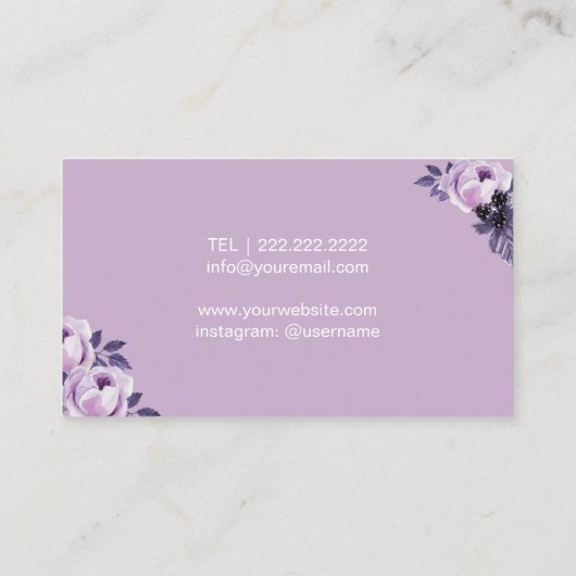 Lashes und Brows Elegante Lila Makeup Artist Visitenkarte (Rückseite)