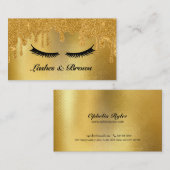 Lashes und Brows Elegantes Script Gold Makeup Beau Visitenkarte (Vorne/Hinten)