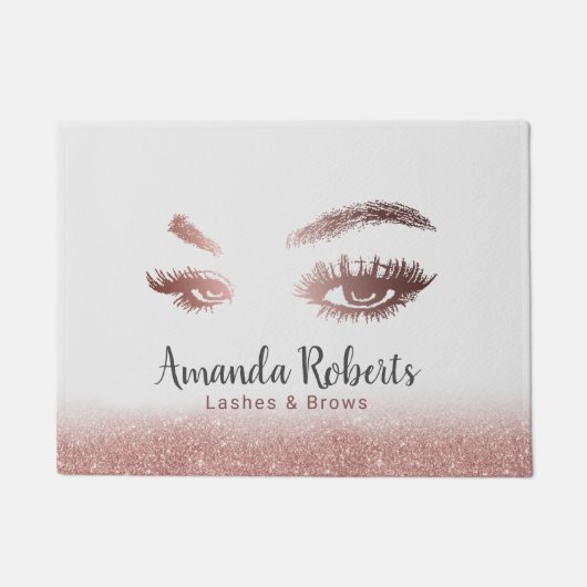 Lashes und Brows Makeup Rose Gold Glitzer Fußmatte (Vorderseite)