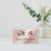 Lashes und Brows Makeup Rose Gold Glitzer Visitenkarte (Stehend Vorderseite)