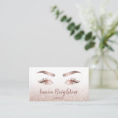 Lashes und Brows Makeup Rose Gold Glitzer Visitenkarte (Stehend Vorderseite)