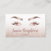Lashes und Brows Makeup Rose Gold Glitzer Visitenkarte (Vorderseite)