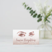 Lashes und Brows Makeup Rose Gold Glitzer Visitenkarte (Stehend Vorderseite)
