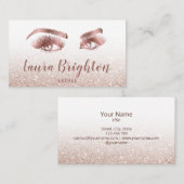 Lashes und Brows Makeup Rose Gold Glitzer Visitenkarte (Vorne/Hinten)