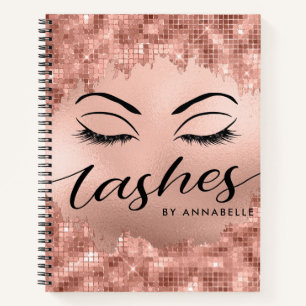 Lashes und Brows Makeup Rose Gold Notizblock