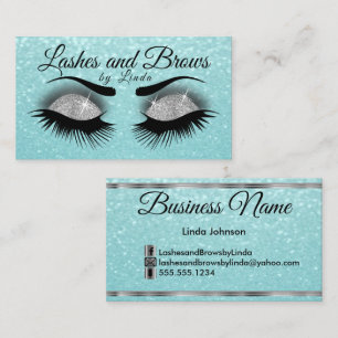 Lashes und Brows - Rauch grau und Aquamariner Glit Visitenkarte