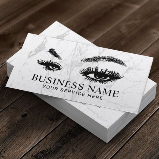 Lashes und Brows White Marble Makeup Artist Visitenkarte