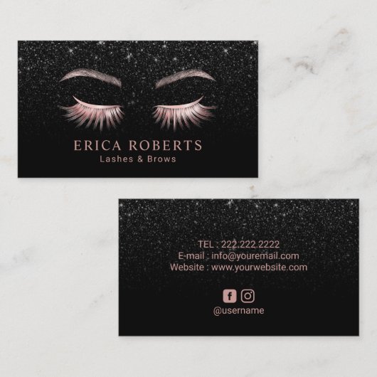 Lashes und Glitzer Visitenkarte (Vorne/Hinten)