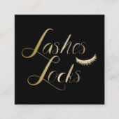 Lashes und Schlösser Moderne Black & Gold Makeust Quadratische Visitenkarte (Vorderseite)