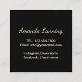 Lashes und Schlösser Moderne Black & Gold Makeust Quadratische Visitenkarte (Rückseite)