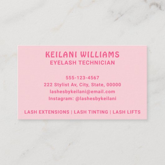 Lashes Visitenkarte (Rückseite)
