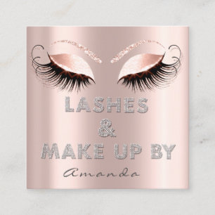 Lashes von Glitzer für die Skript-Rose Quadratische Visitenkarte