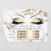 Lashes White Gold Marmor Makeup Certificate Gesche Einladung (Vorne/Hinten)