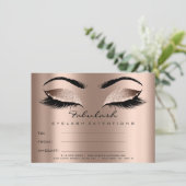 LashesRose Gold Makeup Zertifikat Geschenk Einladung (Stehend Vorderseite)