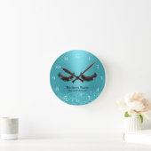 Lashs Makeux Künstler Schönheitssalon Türkis Runde Wanduhr (Zuhause)
