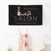 Lashsalon Ihren Namen Blumenkohl Glitzer pink schw Banner (Insitu)
