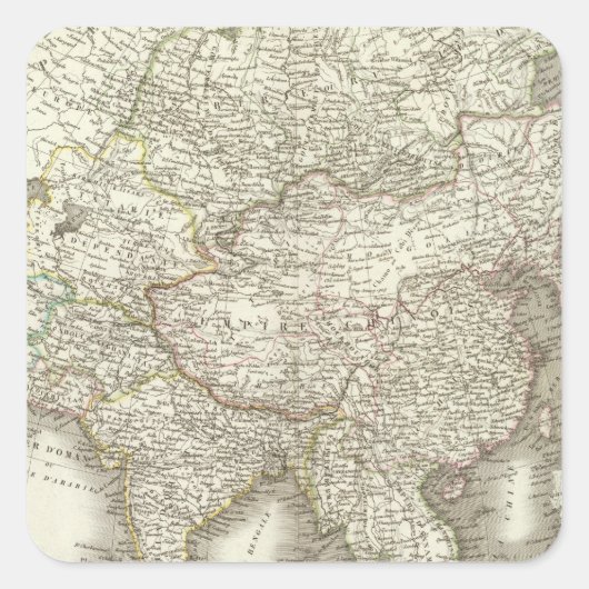 L'Asie - Asien Quadratischer Aufkleber (Vorderseite)