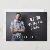 Lass Adventure Begin Foto Graduation Party Einladung (Vorderseite)