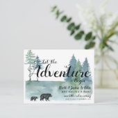 Lass Adventure Begin Watercolor Bears Pregnancy Ankündigungspostkarte (Stehend Vorderseite)