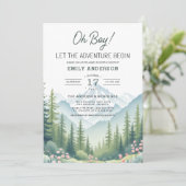 Lass Adventure Begin Woodland Forest Baby Shower Einladung (Stehend Vorderseite)