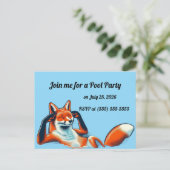 Lass antworten Rotfuchs bei einer Poolparty Postkarte (Stehend Vorderseite)