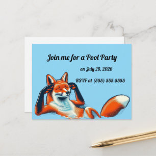 Lass antworten Rotfuchs bei einer Poolparty Postkarte