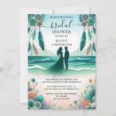 Lass Aqua Sand Arbeit gestapelte Sea Glass Brautpa Einladung (Vorderseite)