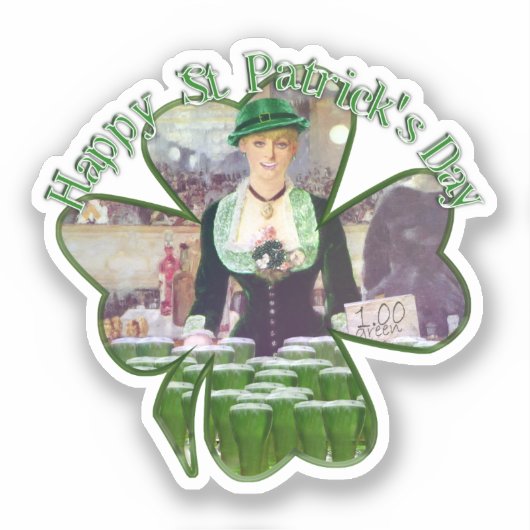 Lass Barkeeper St. Patrick's Day Aufkleber (Vorderseite)