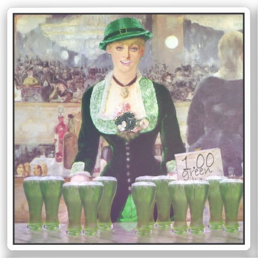 Lass Bartender St. Patrick's Day Aufkleber (Vorderseite)