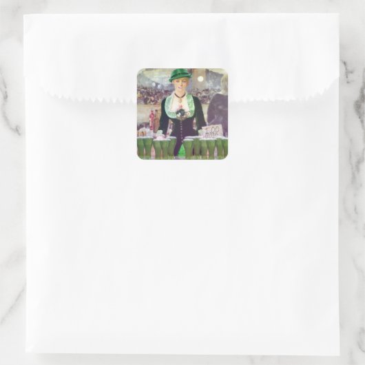 Lass Bartender St. Patrick's Day Quadratischer Aufkleber (Tasche)